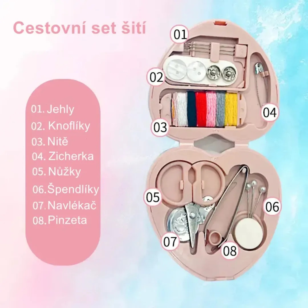 Gaira® Sada šití v pouzdře HB011, Barva růžová