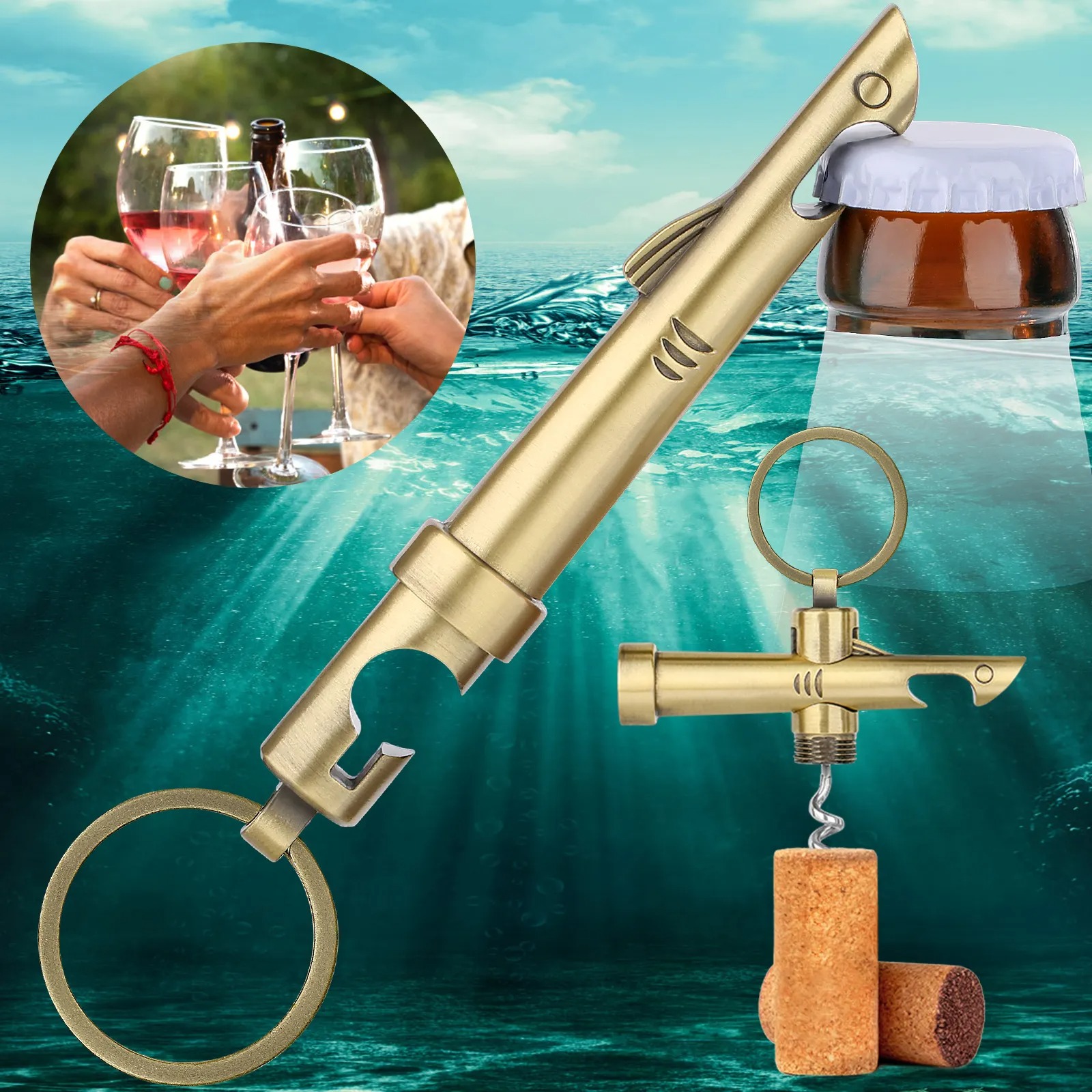 Gaira® Klíčenka Žralok 32801, Barva zlatá