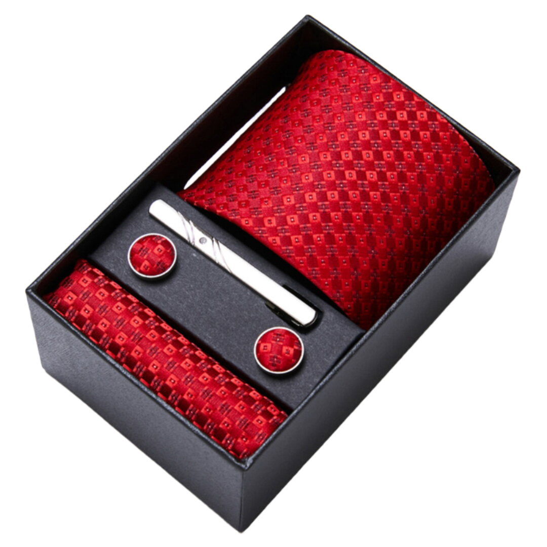 Gaira® Kravata, spona, manžetové knoflíčky a kapesníček 778, Barva černá
