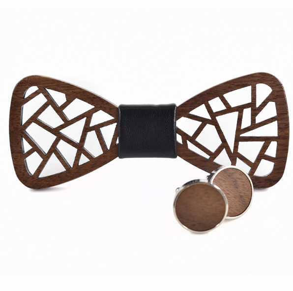 Gaira® Dřevěný motýlek s manžetovými knoflíčky 709029