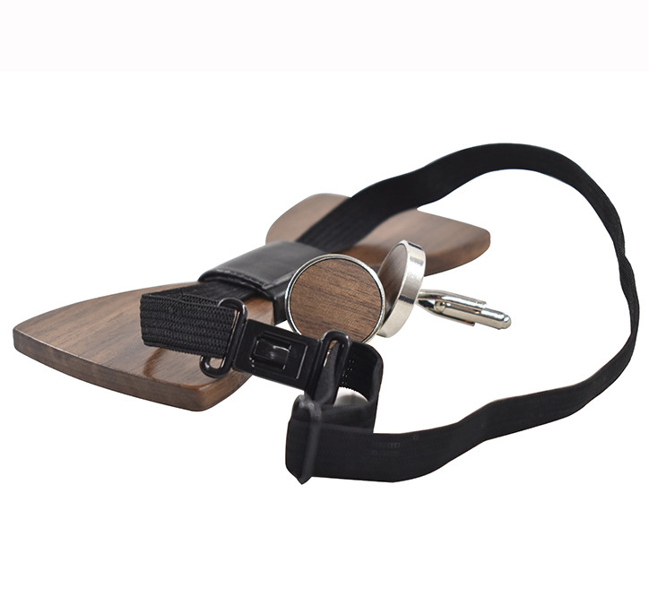 Gaira® Dřevěný motýlek s manžetovými knoflíčky 709041