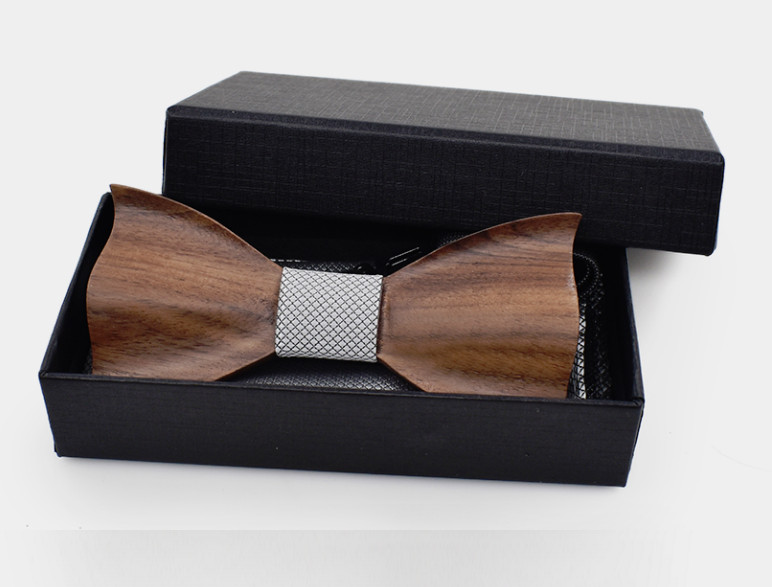 Gaira® Dřevěný motýlek s kapesníčkem a manžetovými knoflíčky 709071