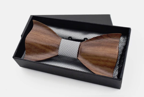 Gaira® Dřevěný motýlek s kapesníčkem a manžetovými knoflíčky 709071