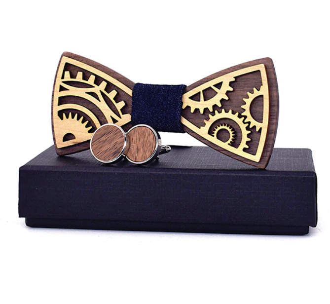 Gaira® Dřevěný motýlek s manžetovými knoflíčky 709093