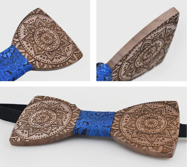 Gaira® Dřevěný motýlek s kapesníčkem a manžetovými knoflíčky 709097
