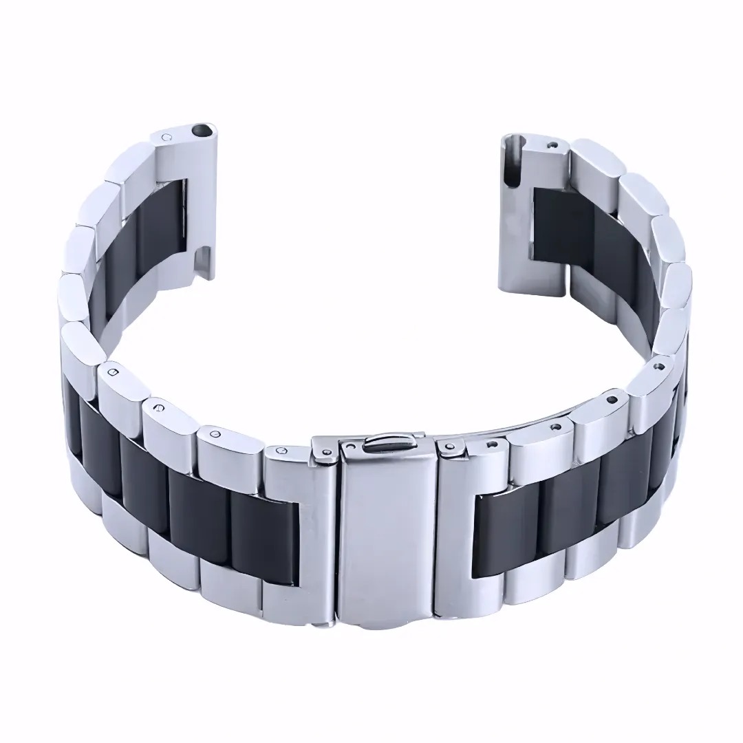 Gaira® Řemínek na hodinky 3304 stříbrno-černý, Šířka řemínku 20 mm