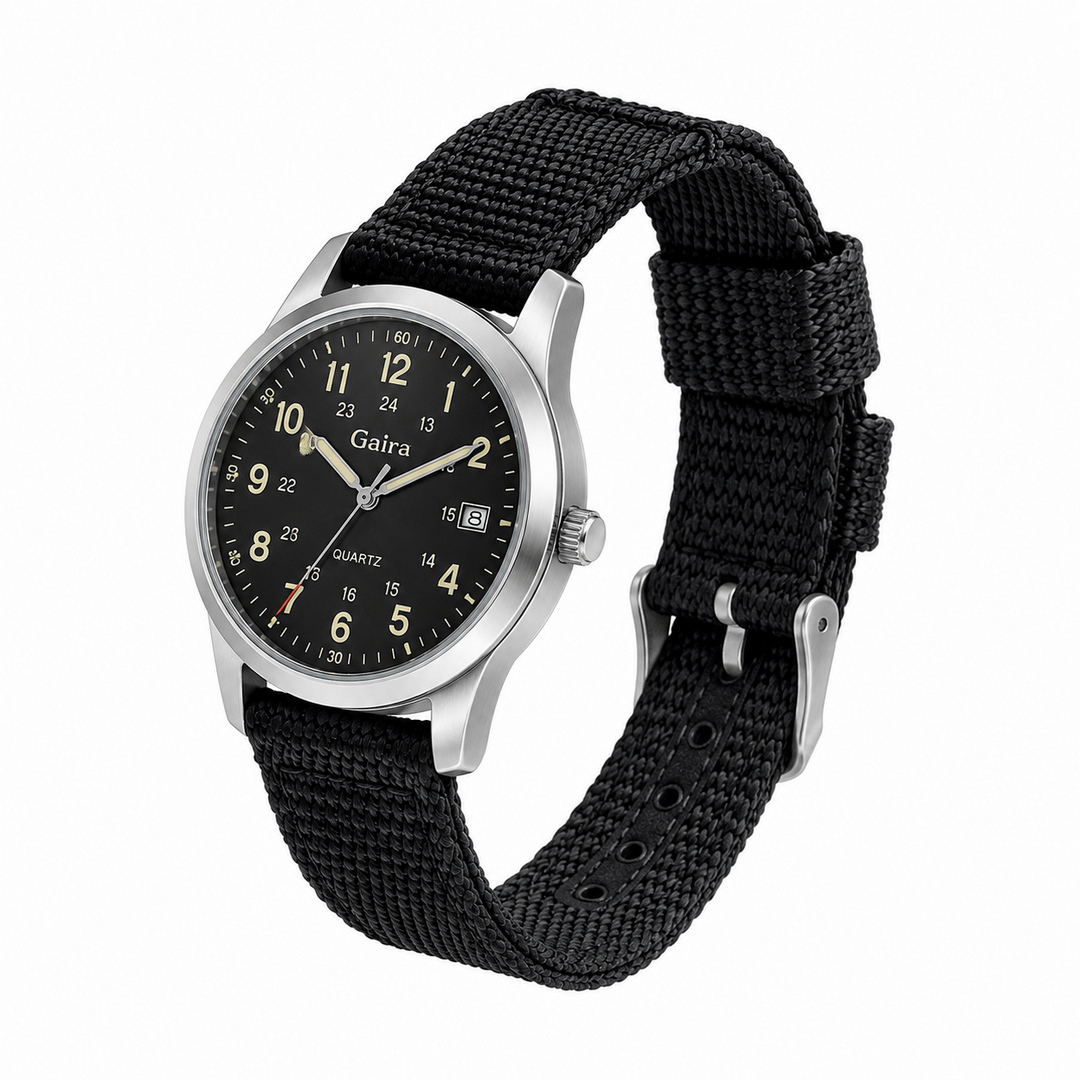 Gaira® Řemínek na hodinky Army 3320 černý, Šířka řemínku 18 mm
