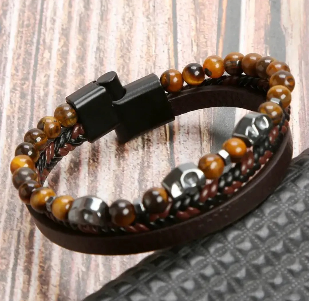 Gaira® Náramek Tygří oko Skull 30551