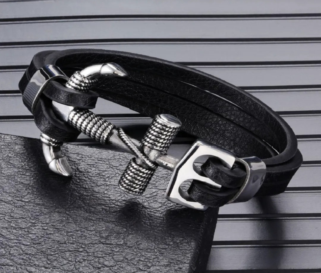 Gaira® Kožený náramek Anchor 3114, Barva zlatá