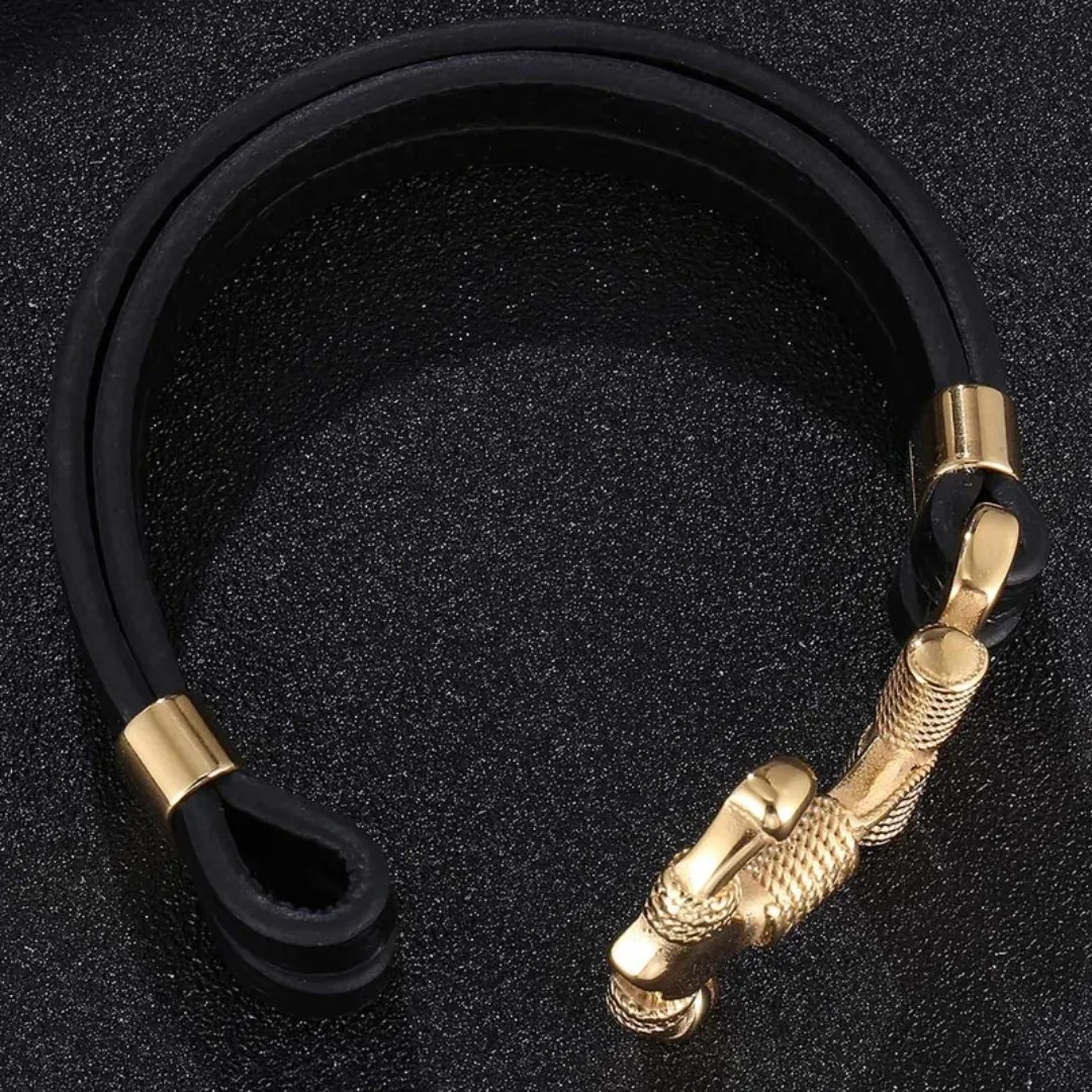 Gaira® Kožený náramek Anchor 3114, Barva zlatá