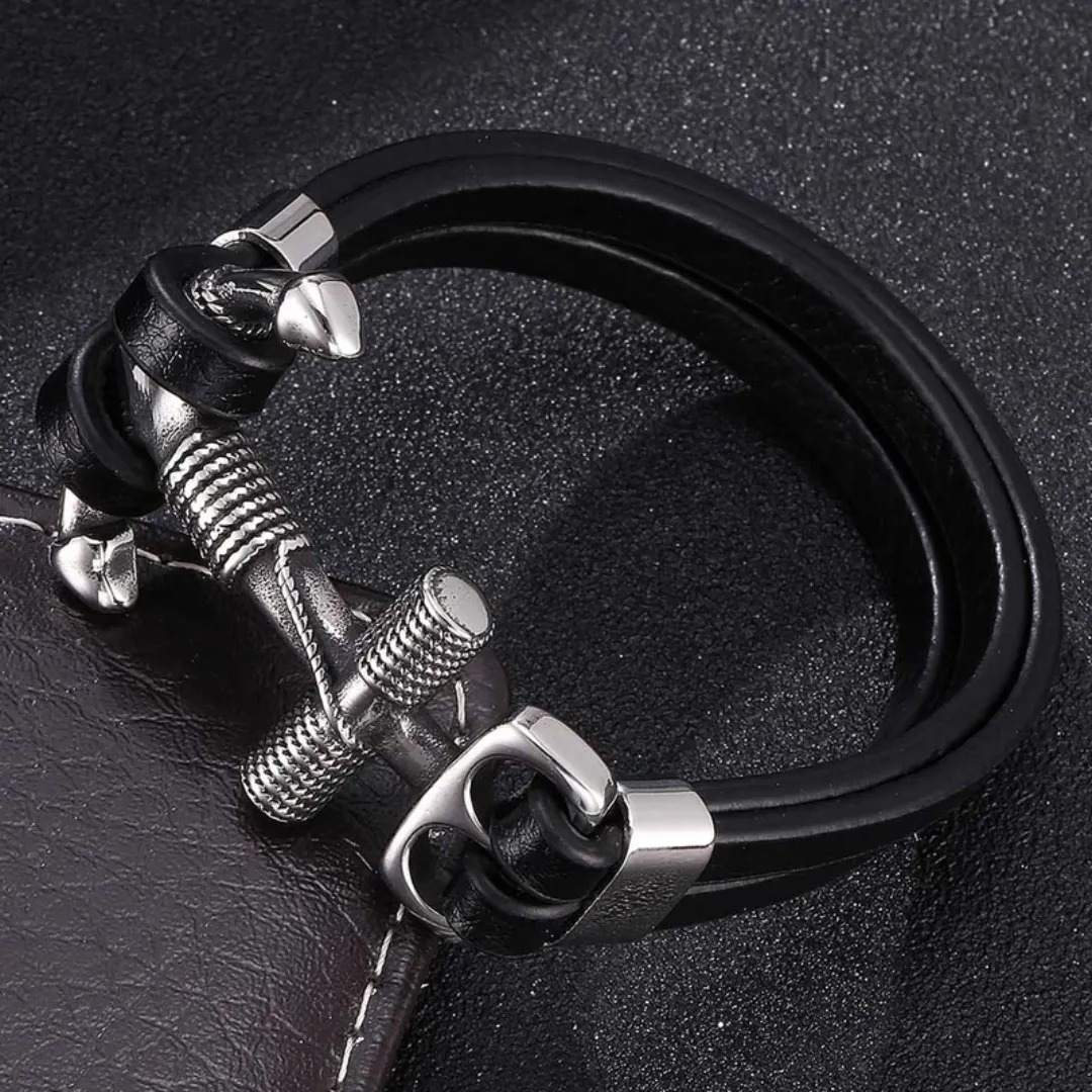 Gaira® Kožený náramek Anchor 3114, Barva zlatá