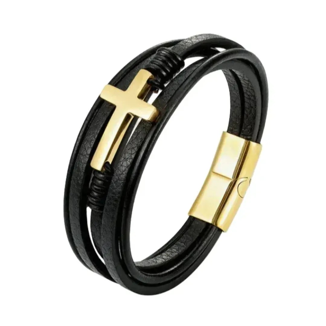 Gaira® Náramek Cross 35010, Barva černá