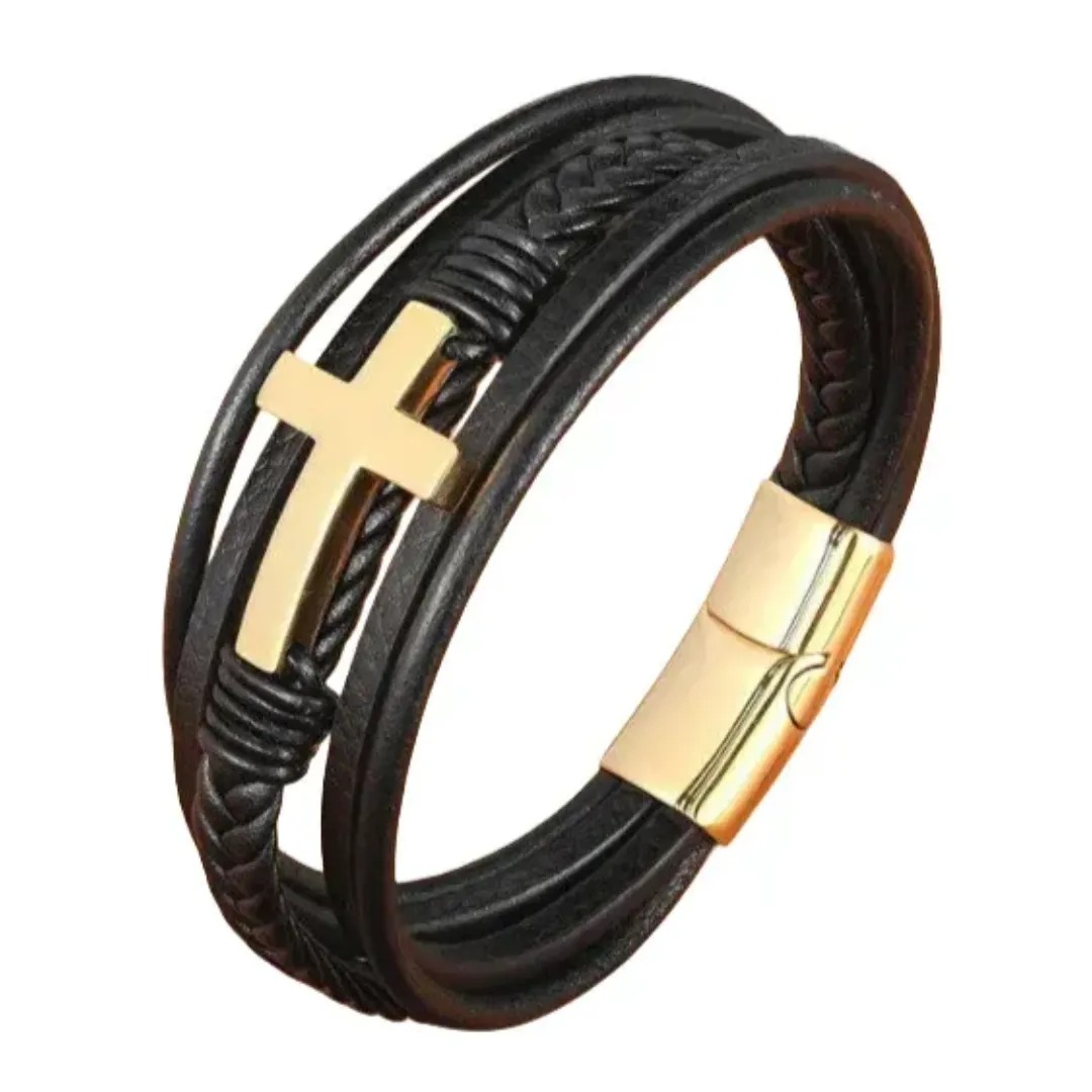 Gaira® Náramek Cross 35010, Barva černá