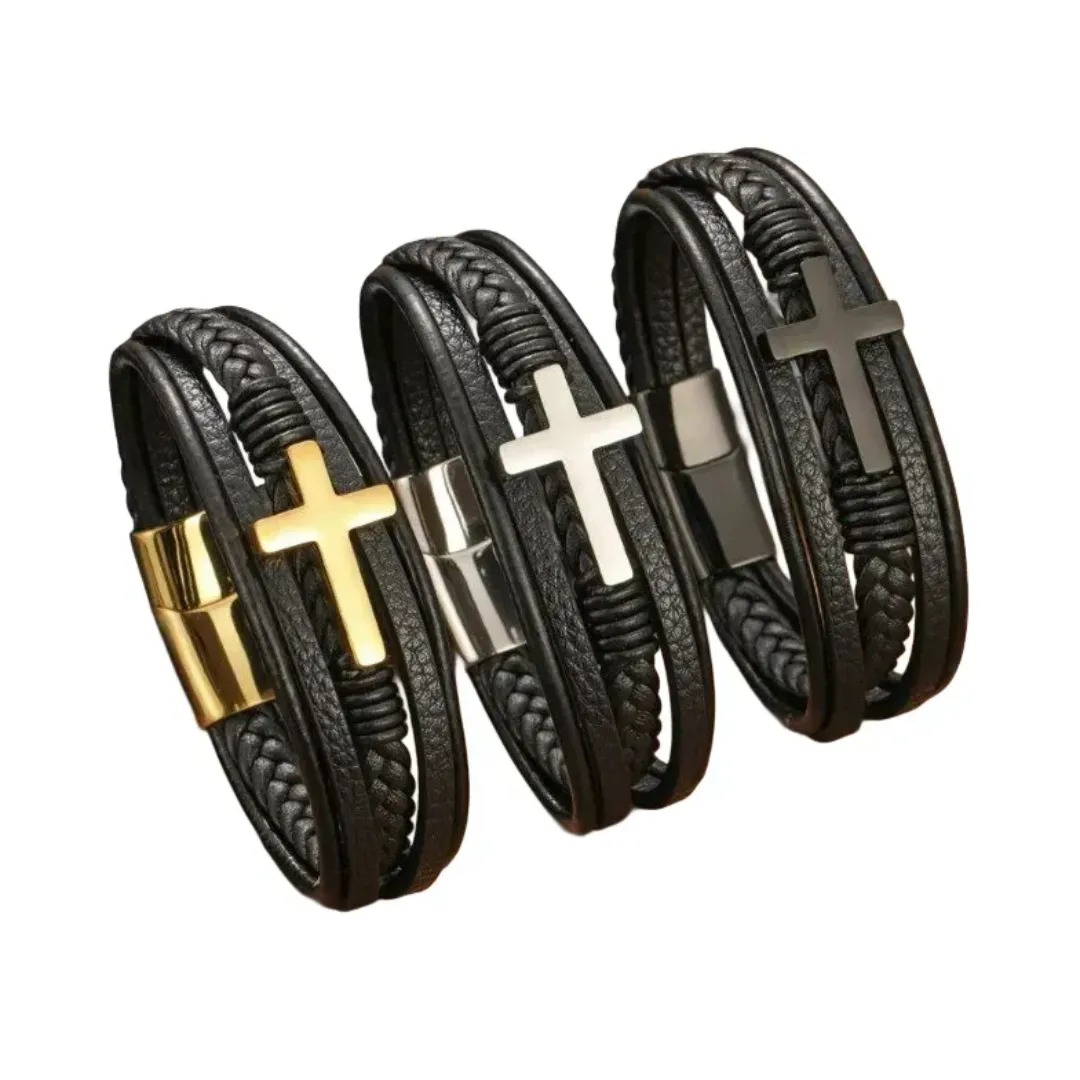 Gaira® Náramek Cross 35010, Barva černá