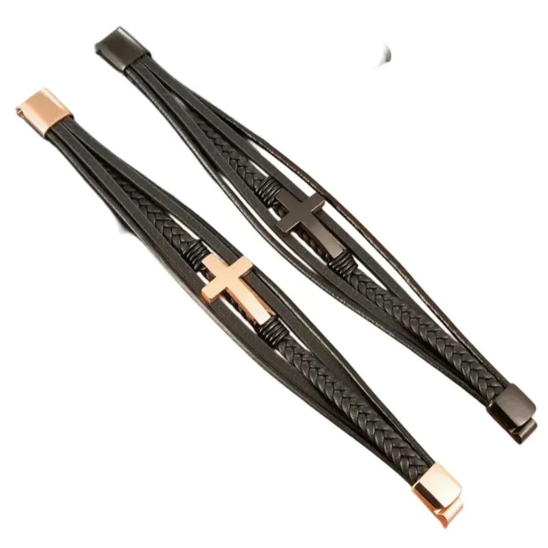 Gaira® Náramek Cross 35010, Barva černá