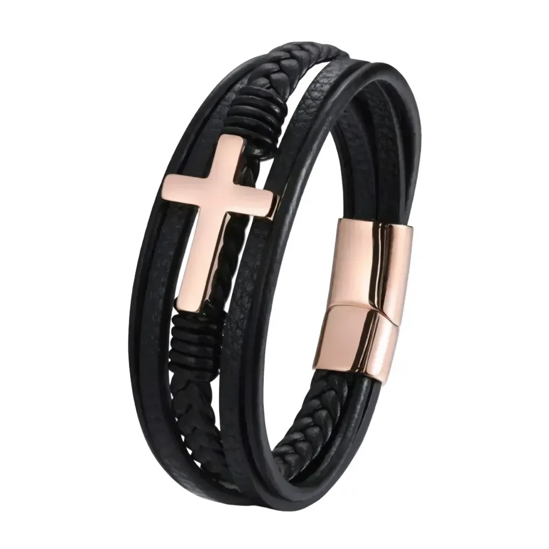 Gaira® Náramek Cross 35010, Barva černá