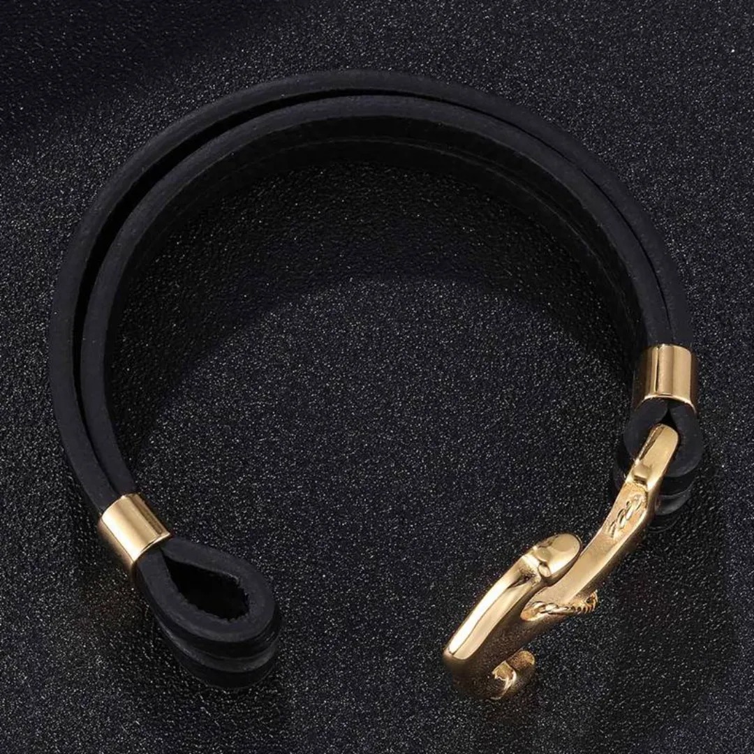 Gaira® Kožený náramek Anchor 3528, Barva stříbrná
