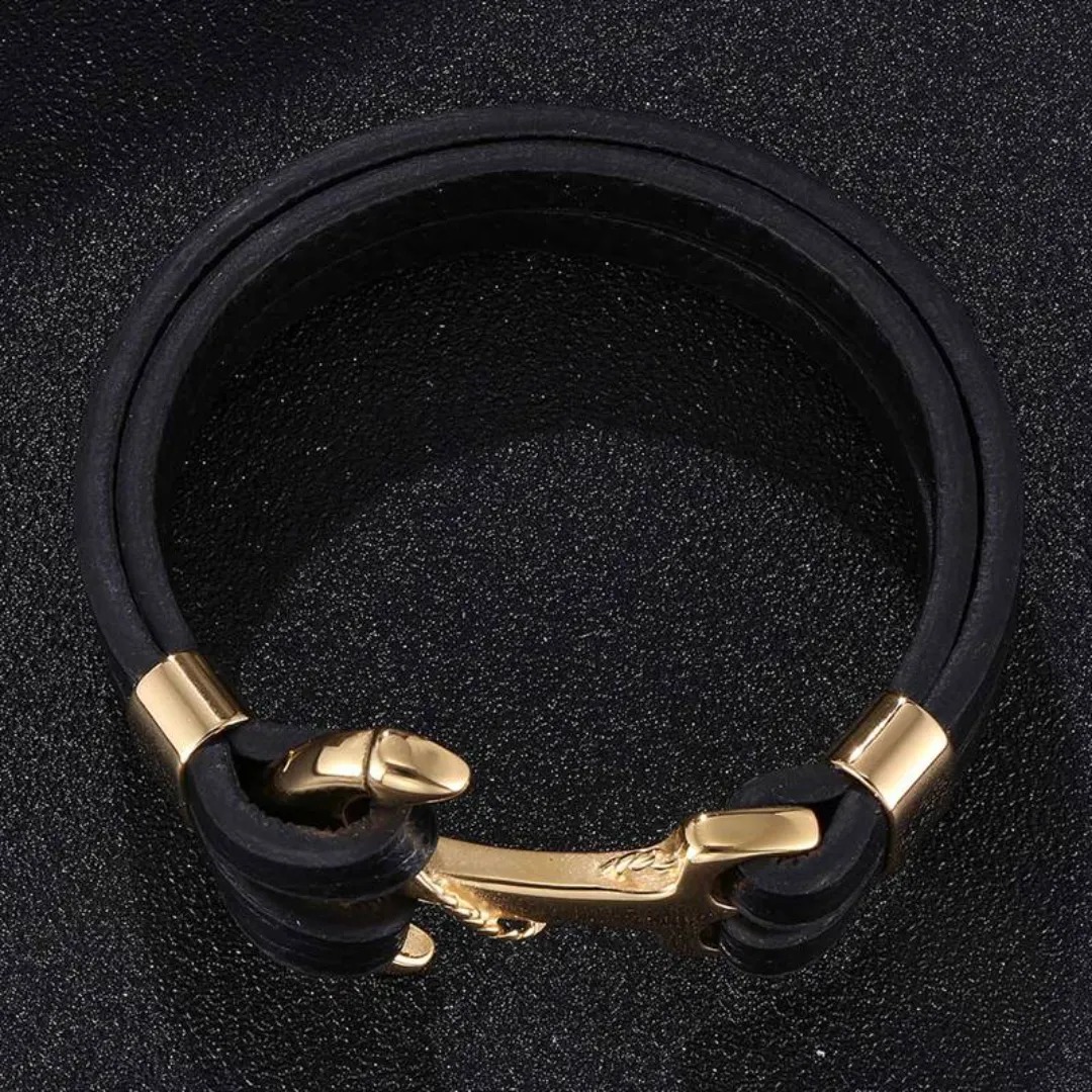 Gaira® Kožený náramek Anchor 3528, Barva stříbrná