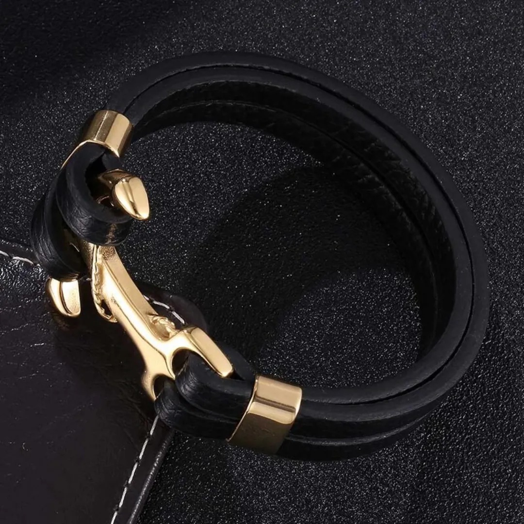 Gaira® Kožený náramek Anchor 3528, Barva stříbrná