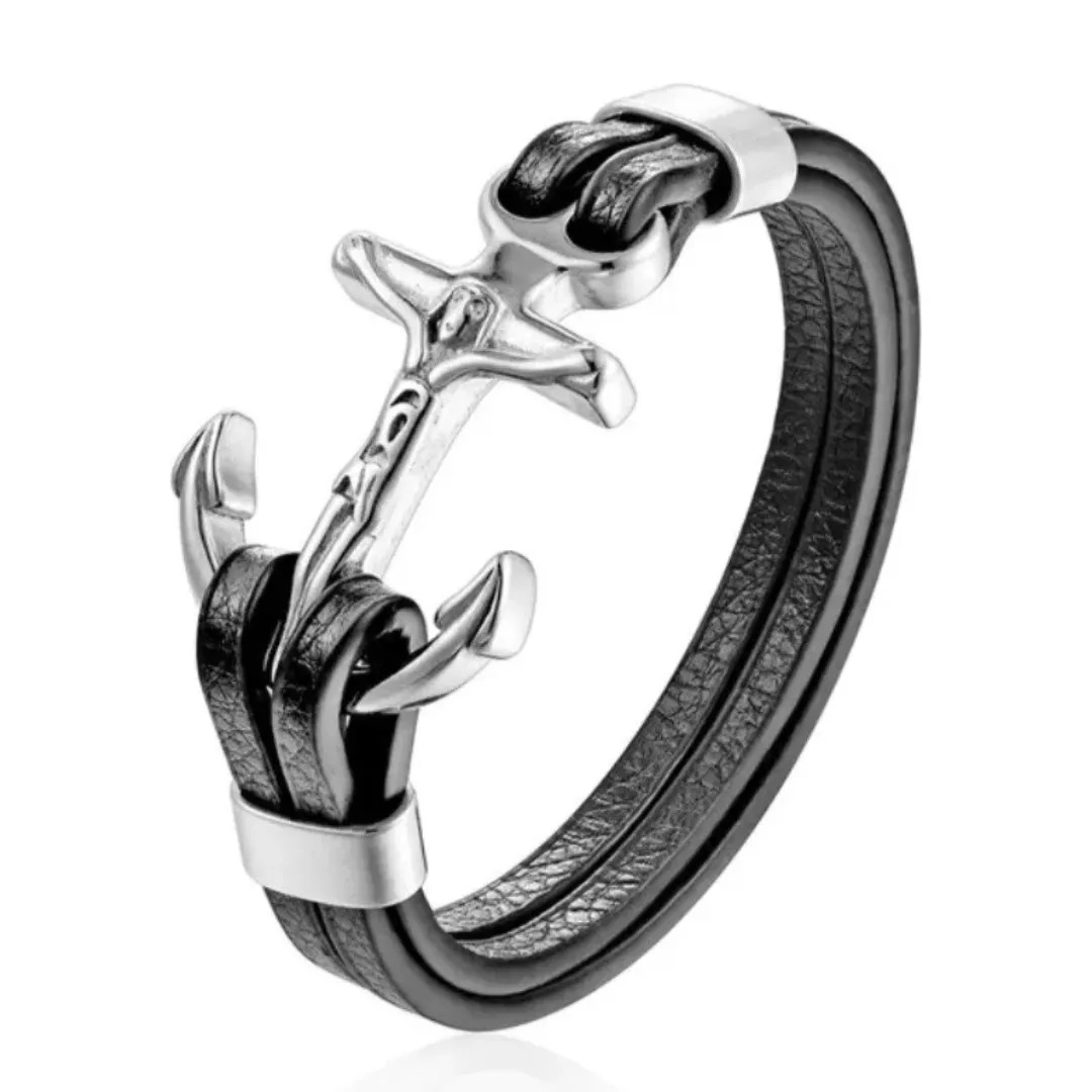 Gaira® Kožený náramek Anchor 3529, Barva zlatá