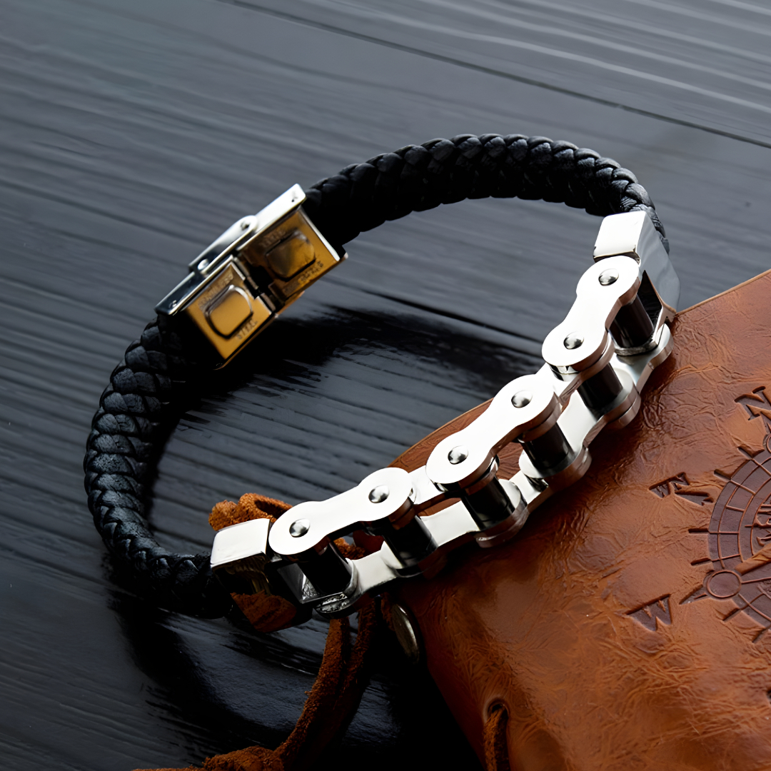 Gaira® Kožený náramek Chain 30294-10, Barva kůže černá