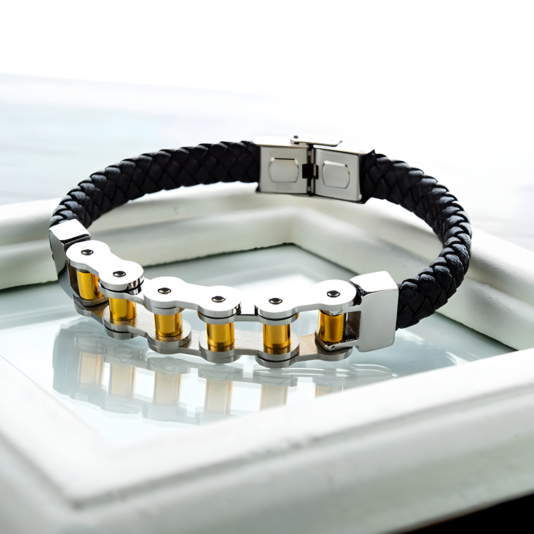 Gaira® Kožený náramek Chain 30294-23, Barva kůže černá