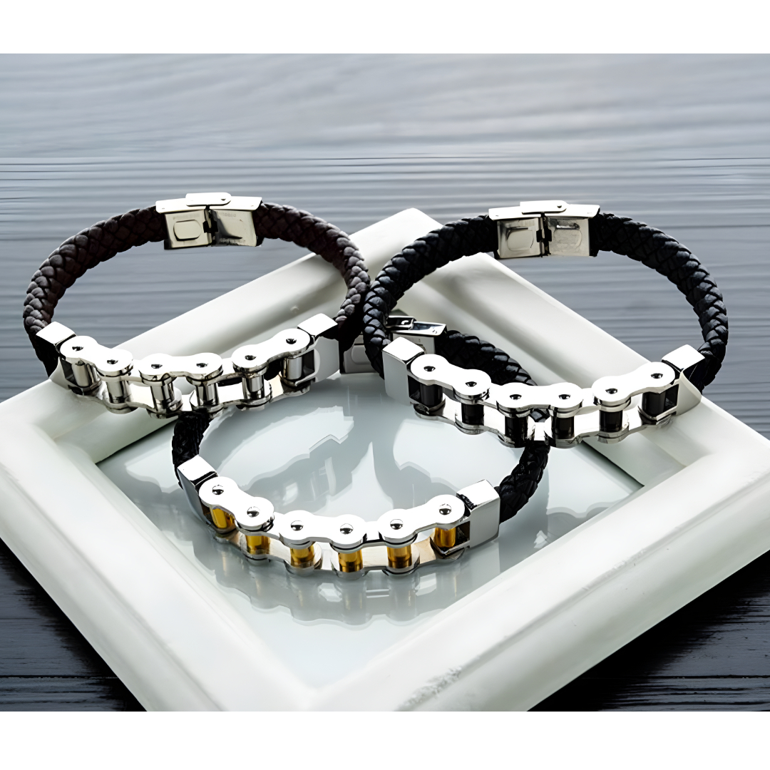 Gaira® Kožený náramek Chain 30294-10, Barva kůže černá
