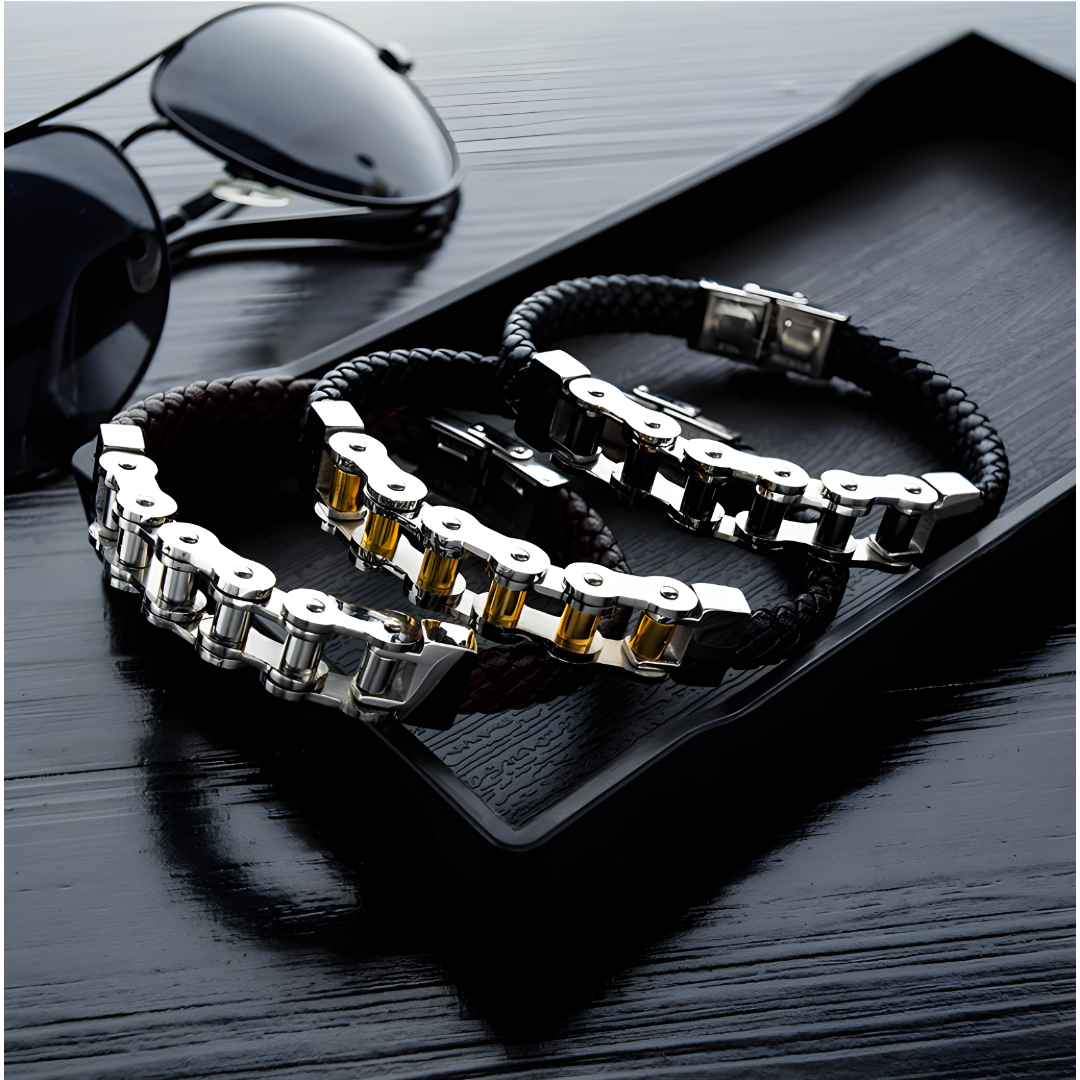 Gaira® Kožený náramek Chain 30294-10, Barva kůže černá