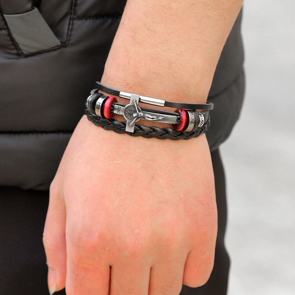Gaira® Kožený náramek Cross 30732-23