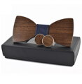 Dřevěný motýlek s manžetovými knoflíčky 709042