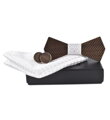 Dřevěný motýlek s kapesníčkem a manžetovými knoflíčky 709054
